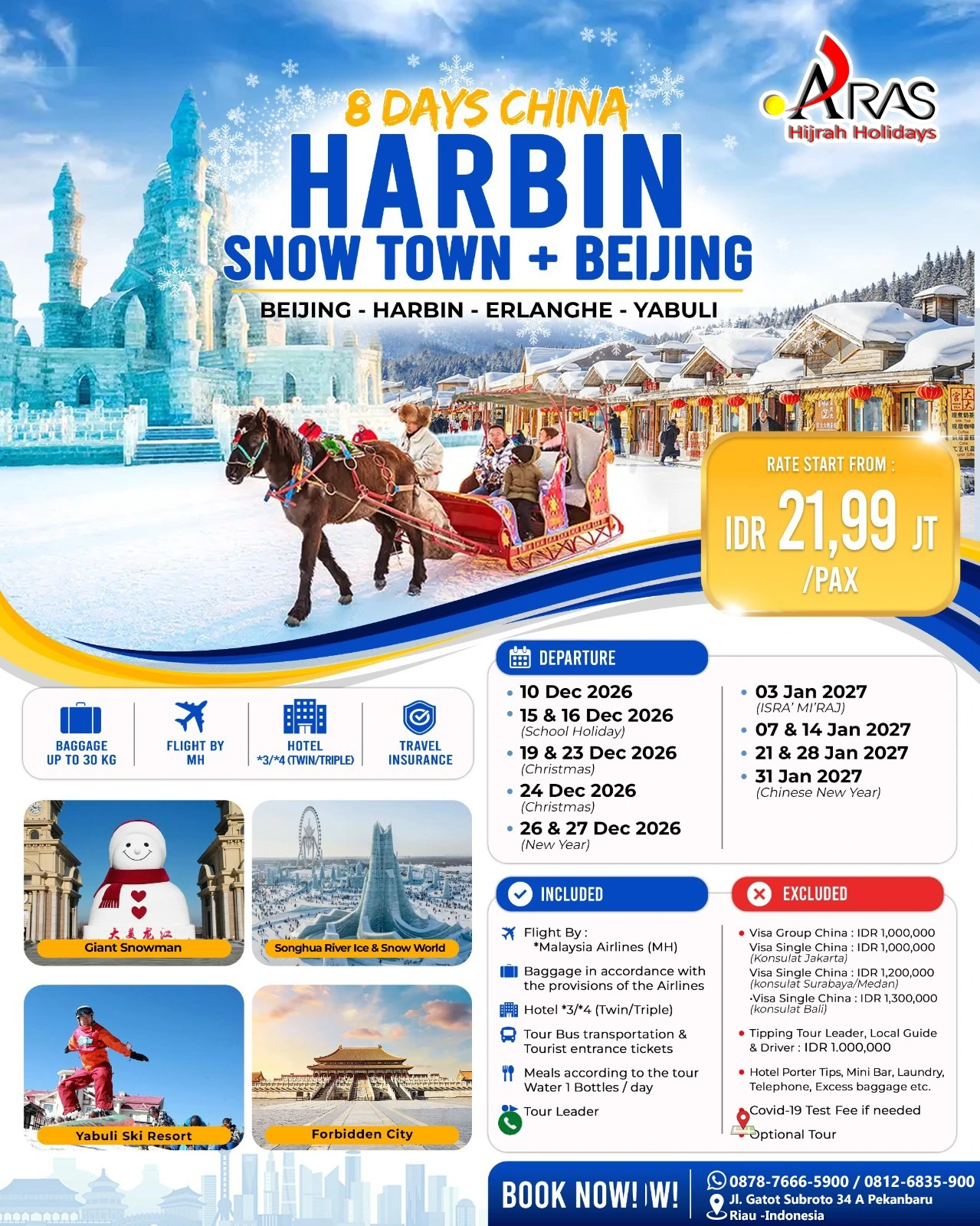 8 Days China Harbin Snow Town + Beijing